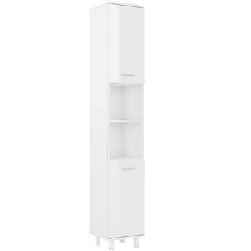 Shumee Koupelnová skříňka - bílá, vysoký lesk, 30 × 30 × 179 cm, dřevotříska (802630)