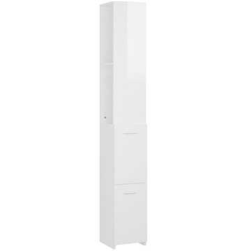Shumee Koupelnová skříňka - bílá, vysoký lesk, 25 × 25 × 170 cm, dřevotříska (808437)