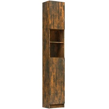 Shumee Koupelnová skříňka - kouřový dub, 32 × 25,5 × 190 cm, kompozitní dřevo (815537)