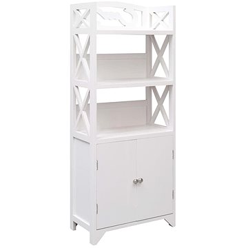 Shumee Koupelnová skříňka - bílá, 46 × 24 × 116 cm, dřevo pavlovnie, 284109 (284109)