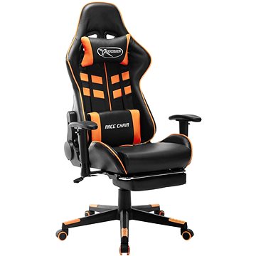 SHUMEE Herní židle s podnožkou černá a oranžová umělá kůže, 20516 (20516)