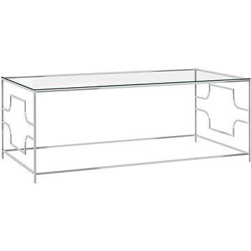 SHUMEE Konferenční stolek stříbrný 120 × 60 × 45 cm nerezová ocel a sklo, 289029 (289029)