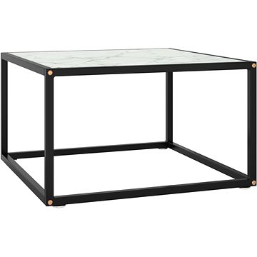 SHUMEE Konferenční stolek černý s bílým mramorovým sklem 60 × 60 × 35 cm, 322873 (322873)