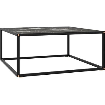 SHUMEE Konferenční stolek černý s černým mramorovým sklem 80 × 80 × 35 cm, 322878 (322878)