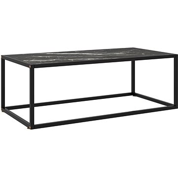 SHUMEE Konferenční stolek černý s černým mramorovým sklem 100 × 50 × 35cm , 322882 (322882)