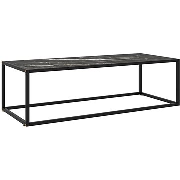 SHUMEE Konferenční stolek černý s černým mramorovým sklem 120 × 50 × 35 cm, 322886 (322886)