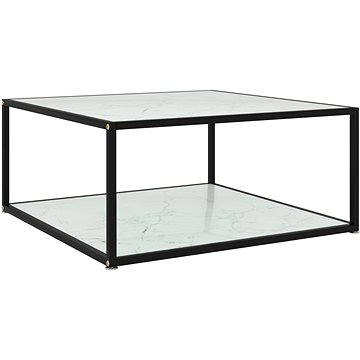 SHUMEE Konferenční stolek bílý 80 × 80 × 35 cm tvrzené sklo, 322894 (322894)
