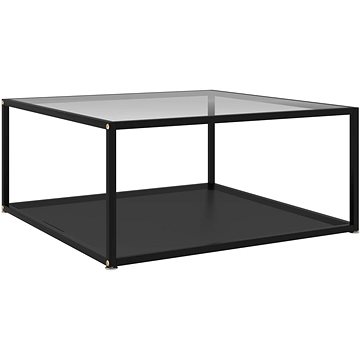 SHUMEE Konferenční stolek průhledný a černý 80 × 80 × 35 cm tvrzené sklo, 322896 (322896)