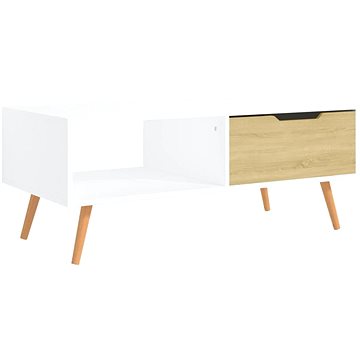 SHUMEE Konferenční stolek bílý a dub sonoma 100 × 49,5 × 43 cm dřevotříska, 326791 (326791)