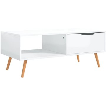 SHUMEE Konferenční stolek bílý vysoký lesk 100 × 49,5 × 43 cm dřevotříska , 326792 (326792)
