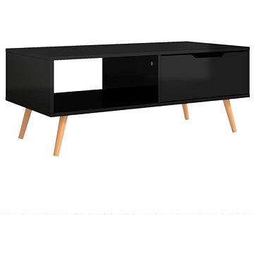 SHUMEE Konferenční stolek černý vysoký lesk 100 × 49,5 × 43cm dřevotříska , 326793 (326793)