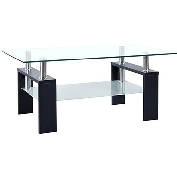 SHUMEE Konferenční stolek černý a průhledný 95 × 55 × 40 cm tvrzené sklo, 330303 (330303)