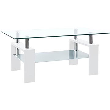 SHUMEE Konferenční stolek bílý a průhledný 95 × 55 × 40 cm tvrzené sklo, 330304 (330304)