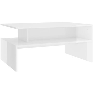SHUMEE Konferenční stolek bílý vysoký lesk 90 × 60 × 42,5 cm dřevotříska, 803260 (803260)