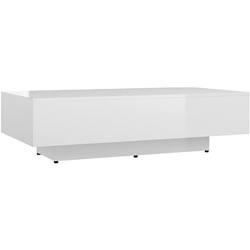 SHUMEE Konferenční stolek bílý vysoký lesk 115 × 60 × 31 cm dřevotříska, 803395 (803395)
