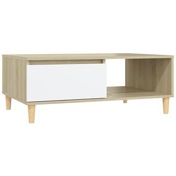 SHUMEE Konferenční stolek bílý a dub sonoma 90 × 60 × 35 cm dřevotříska , 806000 (806000)