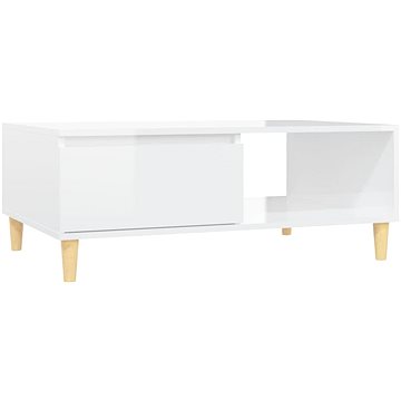 SHUMEE Konferenční stolek bílý vysoký lesk 90 × 60 × 35 cm dřevotříska, 806001 (806001)