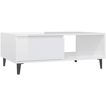 SHUMEE Konferenční stolek bílý vysoký lesk 90 × 60 × 35 cm dřevotříska , 806010 (806010)