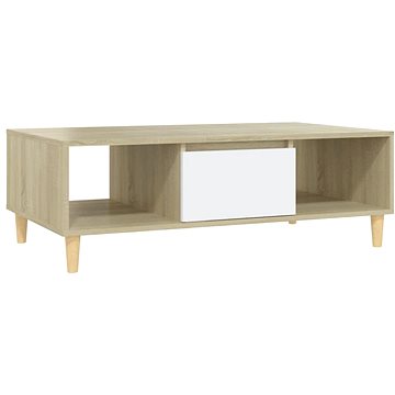 SHUMEE Konferenční stolek bílý a dub sonoma 103,5 × 60 × 35 cm dřevotříska, 806018 (806018)