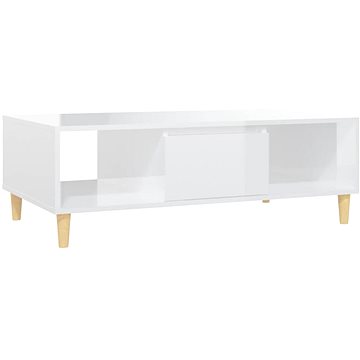 SHUMEE Konferenční stolek bílý vysoký lesk 103,5 × 60 × 35 cm dřevotříska, 806019 (806019)