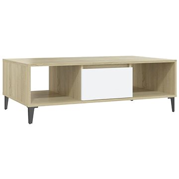 SHUMEE Konferenční stolek bílý a dub sonoma 103,5 × 60 × 35 cm dřevotříska, 806027 (806027)