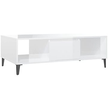 SHUMEE Konferenční stolek bílý vysoký lesk 103,5 × 60 × 35 cm dřevotříska, 806028 (806028)