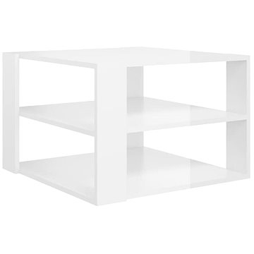 SHUMEE Konferenční stolek bílý vysoký lesk 60 × 60 × 40 cm dřevotříska, 806325 (806325)