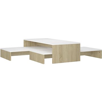 SHUMEE Sada konferenčních stolků bílá a dub sonoma 100 × 100 × 26,5 cm , 806800 (806800)