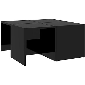 SHUMEE Konferenční stolky 4 ks černé lesklé 33 × 33 × 33 cm dřevotříska, 806820 (806820)