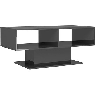 SHUMEE Konferenční stolek šedý vysoký lesk 103,5 × 50 × 44,5cm dřevotříska, 806830 (806830)