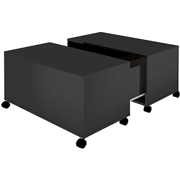 SHUMEE Konferenční stolek černý vysoký lesk 75 × 75 × 38 cm dřevotříska , 806874 (806874)