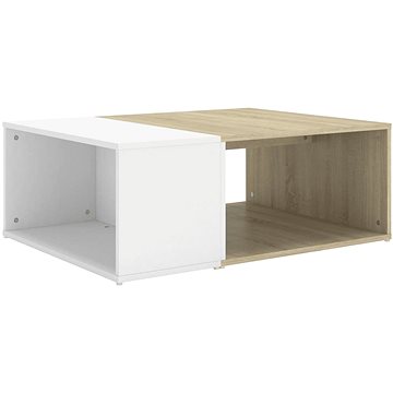 SHUMEE Konferenční stolek bílý a dub sonoma 90 × 67 × 33 cm dřevotříska, 806908 (806908)