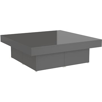 SHUMEE Konferenční stolek šedý vysoký lesk 90 × 90 × 28 cm dřevotříska, 806920 (806920)