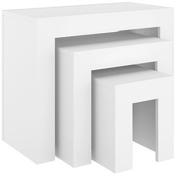 SHUMEE Hnízdové konferenční stolky 3 ks bílé dřevotříska, 808540 (808540)