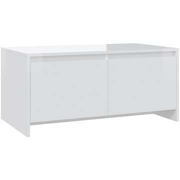 SHUMEE Konferenční stolek bílý vysoký lesk 90 × 50 × 41,5 cm dřevotříska, 809824 (809824)