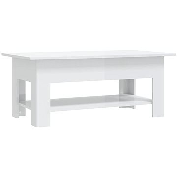 SHUMEE Konferenční stolek bílý vysoký lesk 102 × 55 × 42 cm dřevotříska, 810259 (810259)