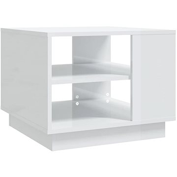 SHUMEE Konferenční stolek bílý vysoký lesk 55 × 55 × 43 cm dřevotříska, 810295 (810295)