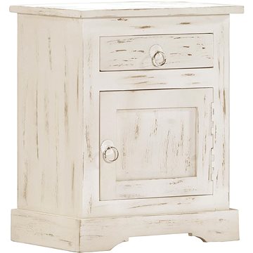 SHUMEE Noční stolek bílý 40 × 30 × 50 cm masivní mangovníkové dřevo, 247713 (247713)