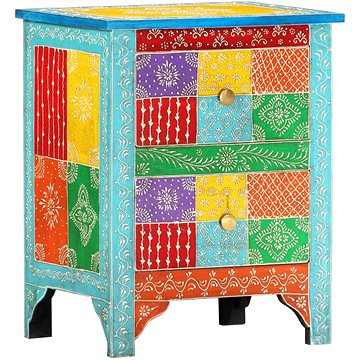 SHUMEE Ručně malovaný noční stolek 40 × 30 × 50 cm masivní mangovník, 286157 (286157)
