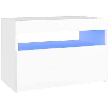 SHUMEE Noční stolek s LED osvětlením bílý 60 × 35 × 40 cm dřevotříska, 3082774 (3082774)