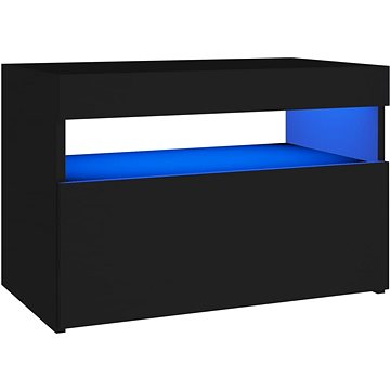 SHUMEE Noční stolek s LED osvětlením černý 60 × 35 × 40 cm dřevotříska, 3082776 (3082776)