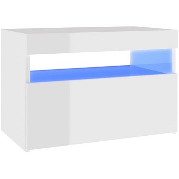 SHUMEE Noční stolek s LED osvětlením bílý vysoký lesk 60 × 35 × 40 cm, 3082786 (3082786)