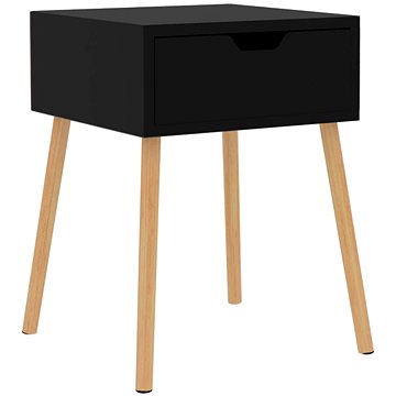 SHUMEE Noční stolek černý s vysokým leskem 40 × 40 × 56 cm dřevotříska, 326809 (326809)