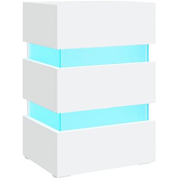 SHUMEE Noční stolek s LED bílý 45 × 35 × 67 cm dřevotříska, 326840 (326840)