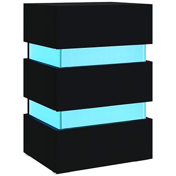 SHUMEE Noční stolek s LED černý 45 × 35 × 67 cm dřevotříska, 326841 (326841)
