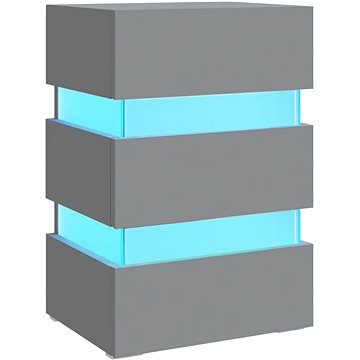 SHUMEE Noční stolek s LED šedý 45 × 35 × 67 cm dřevotříska, 326842 (326842)
