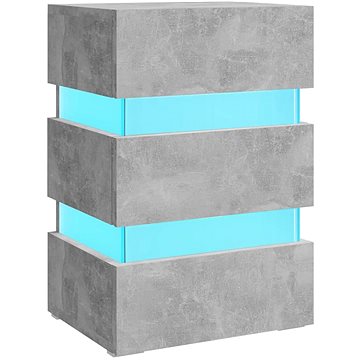 SHUMEE Noční stolek s LED betonově šedý 45 × 35 × 67 cm dřevotříska, 326844 (326844)