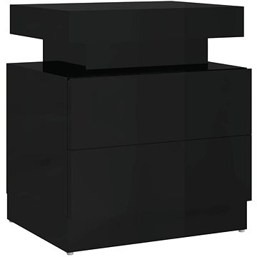 SHUMEE Noční stolek černý s vysokým leskem 45 × 35 × 52 cm dřevotříska, 326856 (326856)
