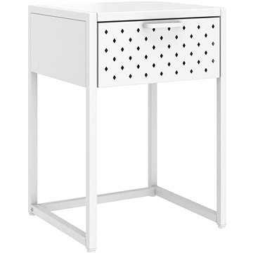 SHUMEE Noční stolek bílý 38 × 35 × 54 cm ocel, 335887 (335887)