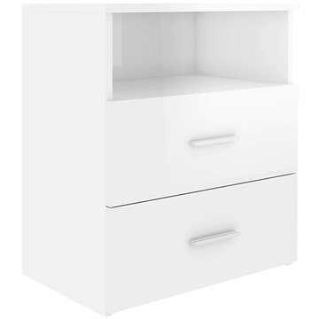 SHUMEE Noční stolek bílý s vysokým leskem 50 × 32 × 60 cm, 803284 (803284)